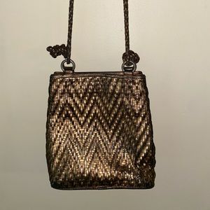 LJS Collection woven gold leather bag